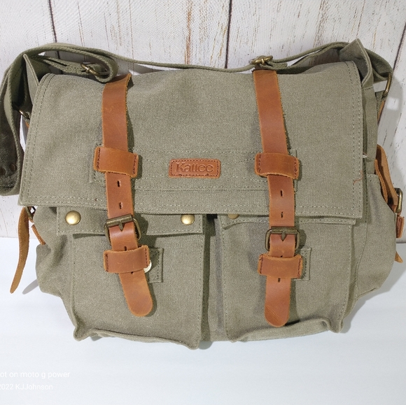kattee Bags Kattee Canvas And Leather Messenger Laptop Bag Poshmark